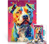Puzzles pour Adolescents de 2000 pièces Couleur du Chien Pitbull Pitbull Jeu Stimulant Renforcer l'amour Entre Les Couples 70x100cm