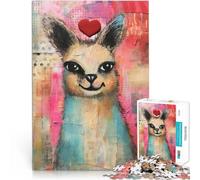Puzzles pour Adolescents de 2000 pièces Lama Souriant avec cœur, Technique Mixte pour la Saint-Valentin Casse-tête pour Une œuvre d'art 70x100cm