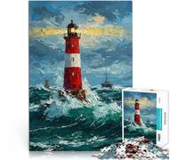 Puzzles pour Adolescents de 2000 pièces Phare dans Une mer agitée pour s'amuser en Famille Cadeaux du Père Noël Secret 70x100cm