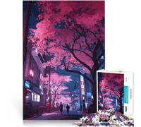 Puzzles pour Adolescents de 2000 pièces Rue Sakura de Tokyo au néon défi éducatif avec des pièces de Formes aléatoires entièrement imbriquées 70x100cm