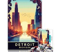 Puzzles pour Adolescents, Detroit, Michigan, Puzzles pour Adultes, 1 000 pièces, Difficiles, avec pièces de Formes aléatoires entièrement emboîtables, pour Les Enfants de 14 Ans et Plus, 75x50cm
