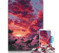 Puzzles pour Adolescents Dinosaures au Coucher du Soleil, Aidez Le Cerveau à exercer des Jouets addictifs pour cultiver la Patience Décoration Murale (38x26cm)
