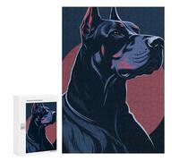 Puzzles pour Adolescents Doberman Pinscher Portrait Illustration Puzzle Adulte - Décoration Murale - Découpe De Précision pour Les Gamers 300 PCS