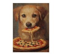 Puzzles pour Adolescents Dog Eating Pizza Painting Puzzle pour Adultes, Jeu Manuel, Course De Vitesse, Cadeau d'anniversaire, Cadeaux, 1000pcs(52x38cm)