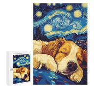 Puzzles pour Adolescents Dog Sleeping Under Starry Night Puzzles pour Adultes À Monter Soi-même, Décorations Murales, Idées Cadeaux pour Toute La Famille 1000 PCS