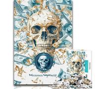 Puzzles pour Adolescents Dollars et crânes Puzzles pour Adolescents 1000 pièces Design Dynamique et Unique Expérience de Puzzle relaxante et stimulante (50x75cm)