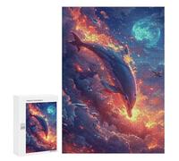 Puzzles pour Adolescents Dolphin in Space Adventure Puzzle Anti-Stress pour Adolescents Chaque Pièce Est Unique - Idéal comme Cadeau pour Toute La Famille 300 PCS