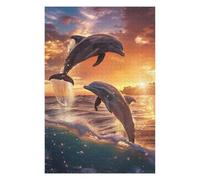 Puzzles pour Adolescents Dolphin Sunset Dance Puzzles pour Adultes, Jeu De Réflexion, Décoration Intérieure, pour Toute La Famille 75x50cm/1000pcs