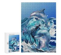 Puzzles pour Adolescents Dolphins in The Surf Puzzle Adulte - Décoration Murale - Découpe De Précision pour Les Gamers 300 PCS