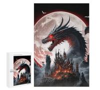 Puzzles pour Adolescents Dragon Castle Under The Full Moon Puzzles pour Adultes Jouets Anti-Stress Vacances À La Maison Passer Le Temps Interaction Parent-Enfant 1000 PCS