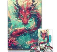 Puzzles pour Adolescents Dragon Chinois 1000 pièces Anti-Stress défi Difficile décoration d'intérieur Jouets 38x26cm