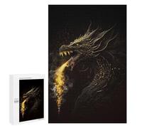 Puzzles pour Adolescents Dragon Fire Gold Black Puzzles pour Adultes - Jeu Manuel - Niveau De Difficulté Élevé - Idée Cadeau Originale pour Un Anniversaire 1000 PCS