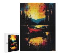 Puzzles pour Adolescents Drifting Into Fire - Expressionist Abstract Boat Scene Puzzles pour Adultes Jeux Relaxants Qui Améliorent La Mémoire Cadeaux Uniques pour Un Anniversaire Et Noël 500 PCS