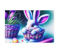 Puzzles pour Adolescents Easter Basket with Bunny Puzzle pour Adultes - Jeu Manuel - Découpe De Précision - Idéal pour Un Anniversaire Ou Noël 1000pcs(75x50cm)