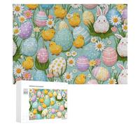 Puzzles pour Adolescents Easter Eggs and Chicks Scene Puzzles pour Adultes Jeux De Détente Cadeaux pour Femmes Idéal comme Cadeau pour Toute La Famille 300 PCS