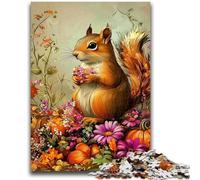Puzzles pour Adolescents Écureuil Fleurs Jeu Stimulant Cadeaux pour Est idéal comme Cadeau pour Toute la Famille 26x38cm