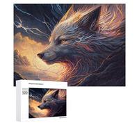 Puzzles pour Adolescents Electric Wolf Art Print -1 Puzzles pour Adultes - Jeu Manuel - Niveau De Difficulté Élevé - Idée Cadeau Originale pour Un Anniversaire 500 PCS