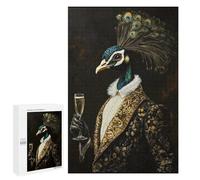 Puzzles pour Adolescents Elegant Gilded Peacock with Champagne Puzzles pour Adolescents - Décoration Murale - Cadeau Unique pour Anniversaire Et Noël