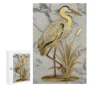 Puzzles pour Adolescents Elegant Golden Heron with Cattails Artwork Puzzle Adulte - Décoration Murale - Découpe De Précision pour Les Gamers 1000 PCS