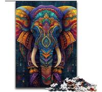 Puzzles pour Adolescents Éléphant psychédélique, pour Les 14 Ans et Plus Chaque pièce est Unique - Jeu Amusant et Stimulant pour Toute la Famille Bon Cadeau (Taille 26x38cm)