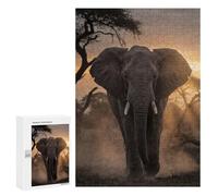 Puzzles pour Adolescents Elephant Walking at Sunset Puzzles pour Adultes, Jeu Manuel, Course De Vitesse, Activités Amusantes À La Maison, 300 PCS