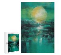 Puzzles pour Adolescents Emerald Horizon - Abstract Sun and Water Reflection Puzzles pour Adultes Jeux Relaxants Qui Améliorent La Mémoire Cadeaux Uniques pour Un Anniversaire Et Noël 1000 PCS