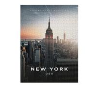Puzzles pour Adolescents Empire State Building at Golden Hour NYC Sunset Puzzles pour Adolescents Jeux De Détente Décoration Parfaite, pour Toute La Famille 52x38cm/1000pcs
