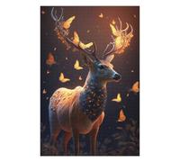 Puzzles pour Adolescents Enchanted Deer with Butterflies Puzzles pour Adultes, Jouet, Décoration Murale, Décoration Intérieure, Défi À Réaliser 75x50cm/1000pcs
