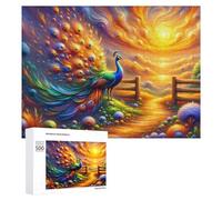 Puzzles pour Adolescents Enchanted Peacock Sunset Puzzles pour Adultes Jouets Anti-Stress Vacances À La Maison Passer Le Temps Interaction Parent-Enfant 500 PCS