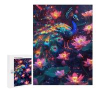 Puzzles pour Adolescents Enchanted Peacock with Lotus Flowers Casse-tête pour Adolescents : Analyse Et Logique, Difficile Et Stimulant, Idéal comme Cadeau 500 PCS
