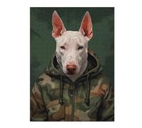 Puzzles pour Adolescents English Bull Terrier Camo Puzzle pour Adultes, Jeu Manuel, Course De Vitesse, Cadeau d'anniversaire, Cadeaux, 1000pcs(52x38cm)