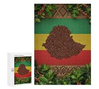 Puzzles pour Adolescents Ethiopia Coffee Beans Map Puzzles pour Adultes Jeux Relaxants Qui Améliorent La Mémoire Cadeaux Uniques pour Un Anniversaire Et Noël 300 PCS