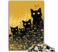 Puzzles pour Adolescents Famille de Chats Noirs Convient aux Personnes de 14 Ans et Plus Jeu éducatif Jouet de défi Cadeau pour Les Anniversaires 50x75cm