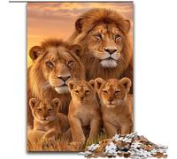 Puzzles pour Adolescents Famille de Lions africains, Aidez Le Cerveau à exercer des Jouets addictifs pour cultiver la Patience et améliorer la mémoire (Taille 26x38cm)