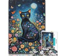 Puzzles pour Adolescents Fantasy Black Cat 1000 pièces pour Adultes Jouets de Divertissement Familial avec Affiche et fiche de Questions-réponses Assorties 75x50cm