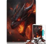 Puzzles pour Adolescents Fantasy Black Flying Dragon Puzzles pour Adultes 1000 pièces Jouets éducatifs Anti-Stress Décoration d'intérieur Unique et Cadeaux 26x38cm