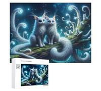 Puzzles pour Adolescents Fantasy Cats in Starry Night Puzzles pour Adultes Jouets Anti-Stress Vacances À La Maison Passer Le Temps Interaction Parent-Enfant 500 PCS