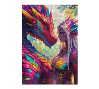 Puzzles pour Adolescents Fantasy Dragon and Warrior Artwork Puzzle Adulte, Jeu Familial, Difficile, Cadeau d'anniversaire, Cadeaux, 38x26cm/1000pcs