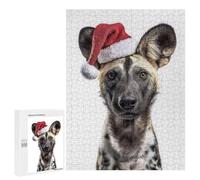 Puzzles pour Adolescents Festive African Wild Dog Portrait Puzzles pour Adolescents - Décoration Murale - Cadeau Unique pour Anniversaire Et Noël