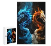 Puzzles pour Adolescents Fire Vs. Ice Dragons Artwork -1 Casse-tête pour Adolescents : Analyse Et Logique, Difficile Et Stimulant, Idéal comme Cadeau 1000 PCS