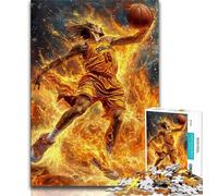 Puzzles pour Adolescents Flame Basketball Jigsaw Puzzles 1000 pièces pour Adultes Adolescents Jeu éducatif pour Anniversaire Noël pour et 14 Ans 38x26cm