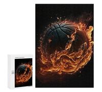 Puzzles pour Adolescents Flaming Basketball Artwork -1 Puzzle Anti-Stress pour Adolescents Chaque Pièce Est Unique - Idéal comme Cadeau pour Toute La Famille 300 PCS