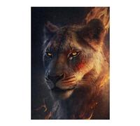 Puzzles pour Adolescents Flaming Lioness Portrait Jeux De Puzzle en Famille Découpe De Précision Cadeaux Uniques pour Anniversaire Et Noël