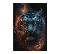Puzzles pour Adolescents Flaming Tiger Art Print Casse-têtes pour Adultes, Jeux De Réflexion, Cadeaux Anti-Stress pour Les Amis Et La Famille 38x26cm/1000pcs