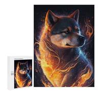 Puzzles pour Adolescents Flaming Wolf Art Print -4 Puzzles pour Adultes À Monter Soi-même, Décorations Murales, Idées Cadeaux pour Toute La Famille 500 PCS