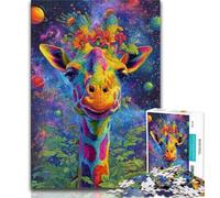 Puzzles pour Adolescents Fleurs et Girafes 1000 pièces Jeux d'activités familiales stimulants Jouet à Faire soi-même pour décoration Murale de la Maison Cadeaux 75x50cm