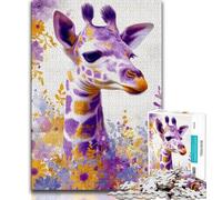 Puzzles pour Adolescents Fleurs Girafe pour Jeux éducatifs Jouets Cadeaux pour Toute la Famille 75x50cm