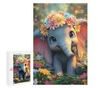 Puzzles pour Adolescents Floral Crown Elephant Fantasy Puzzle Anti-Stress pour Adolescents Chaque Pièce Est Unique - Idéal comme Cadeau pour Toute La Famille 1000 PCS