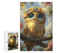 Puzzles pour Adolescents Floral Crowned Owl Artwork Puzzle Anti-Stress pour Adolescents Chaque Pièce Est Unique - Idéal comme Cadeau pour Toute La Famille 1000 PCS