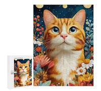 Puzzles pour Adolescents Floral Fantasy Cat Artwork Casse-tête pour Adolescents : Analyse Et Logique, Difficile Et Stimulant, Idéal comme Cadeau 500 PCS